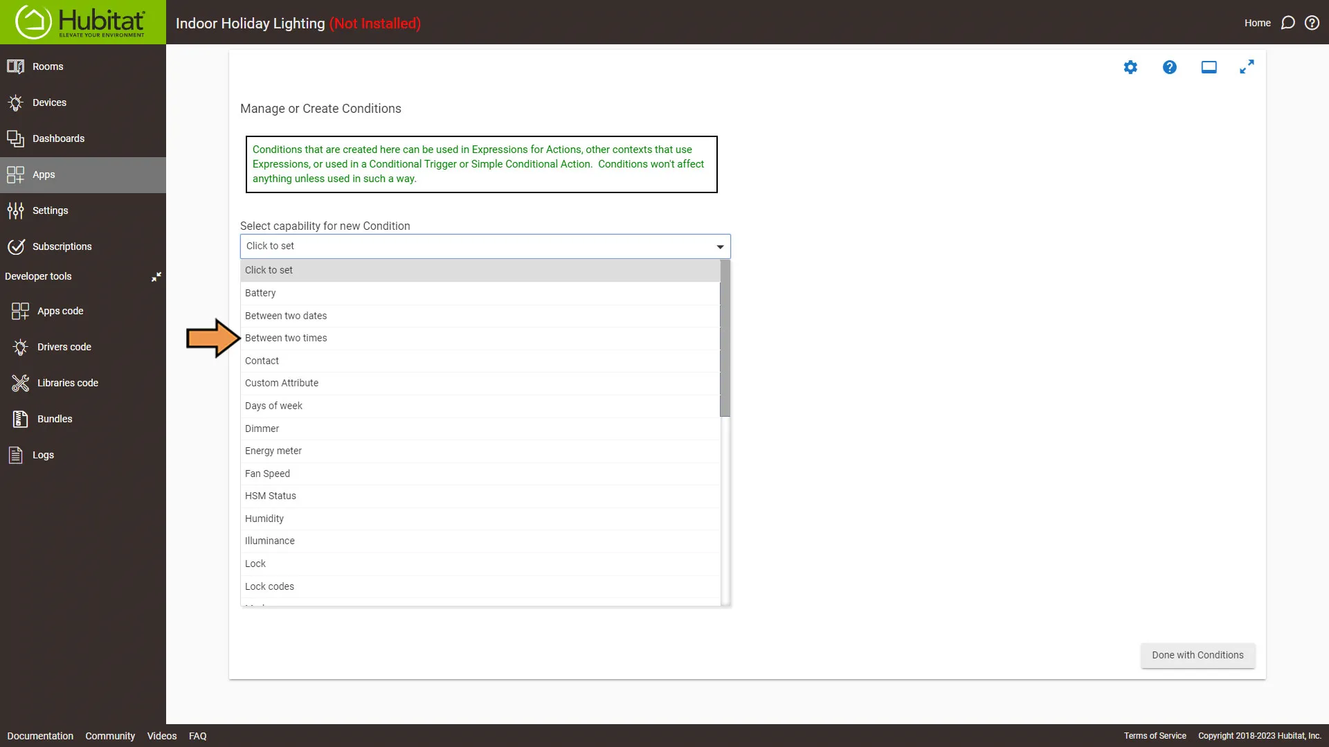 Hubitat Rules Condition Capabilities