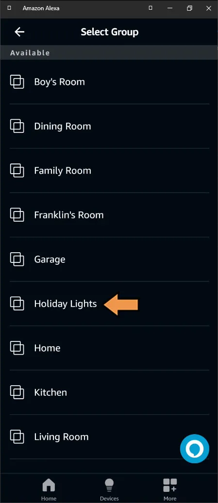 Alexa Routine Action Select Group Menu