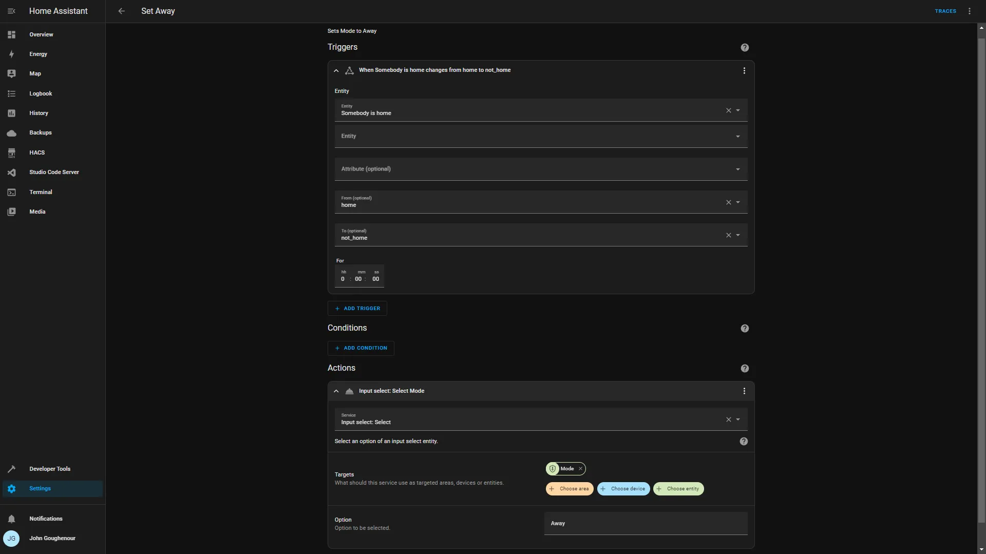 Hub Modes Set Away Automation Home Assistant