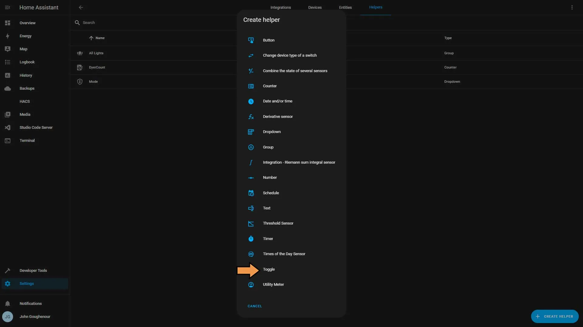 Home Assistant Create Helper