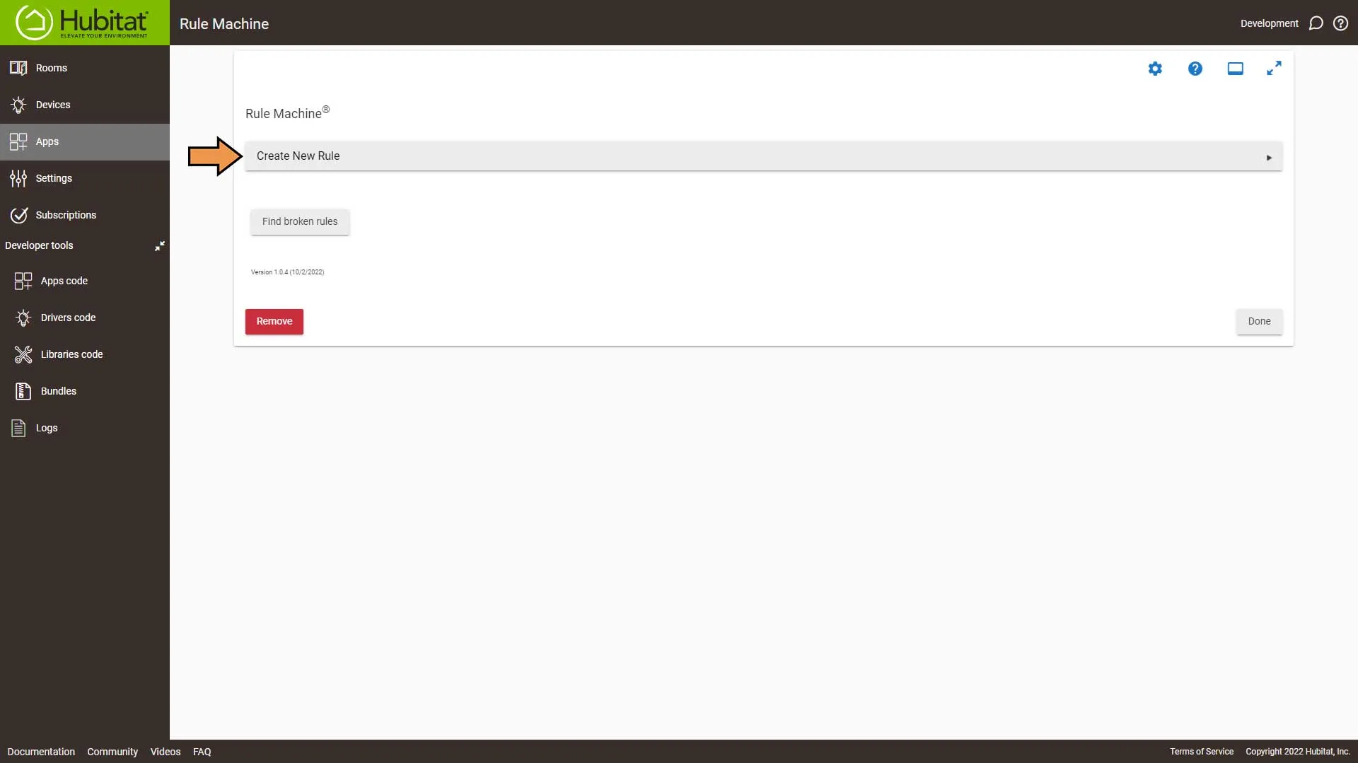 Hubitat Rule Machine Screen