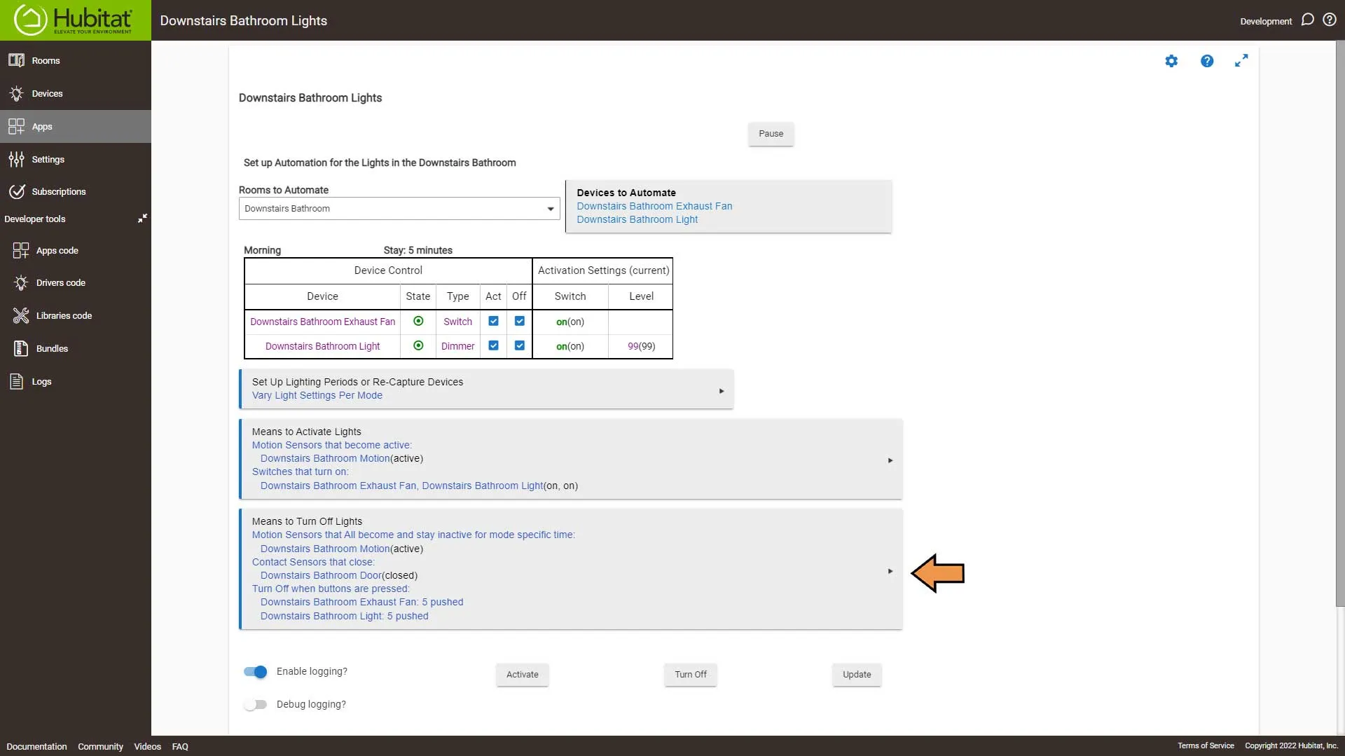Bathroom Lighting Hubitat Select Means to Turn Off