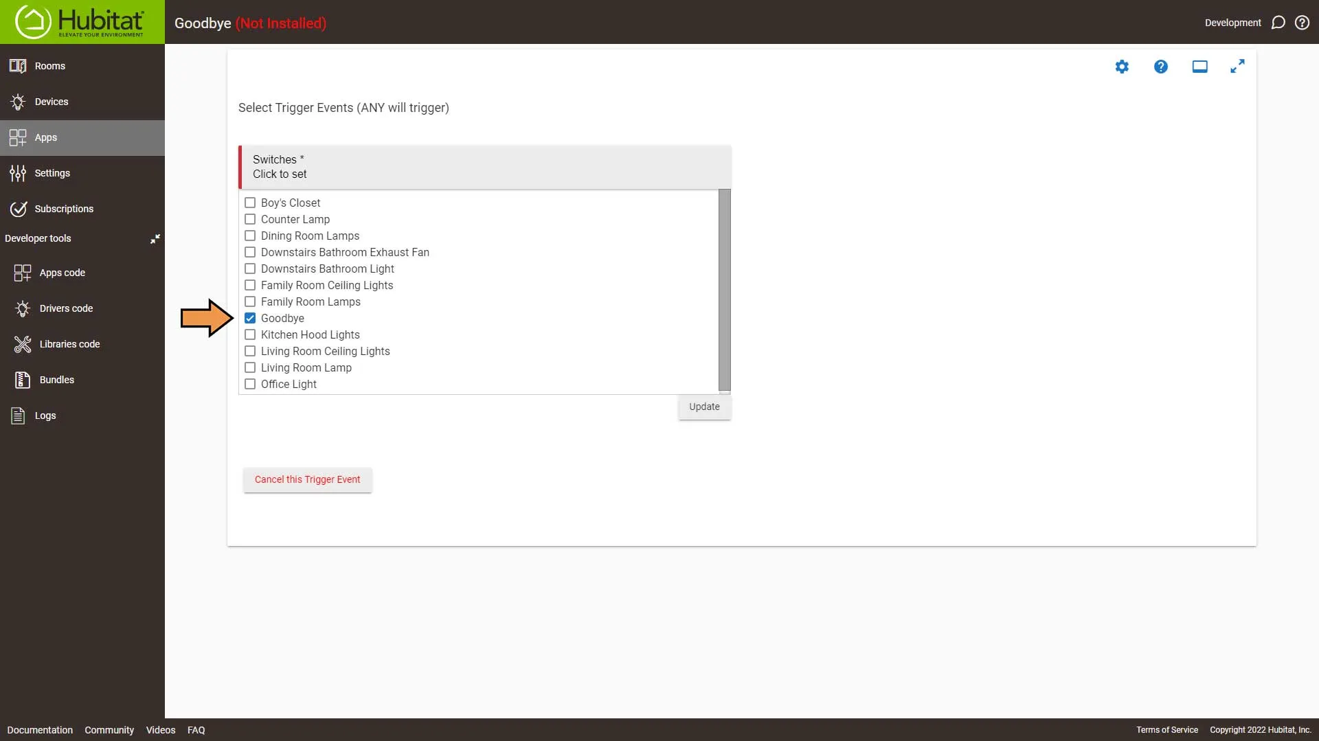 Hubitat Rule Machine Select Switch Trigger