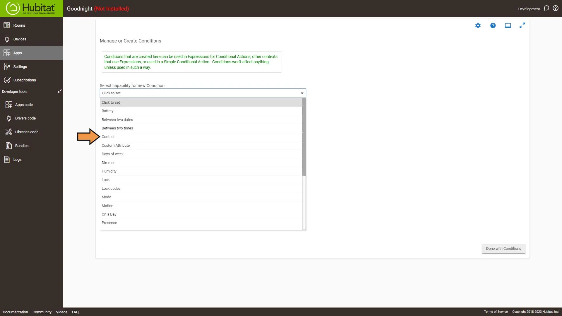 Hubitat Rule Machine Actions Select Capability