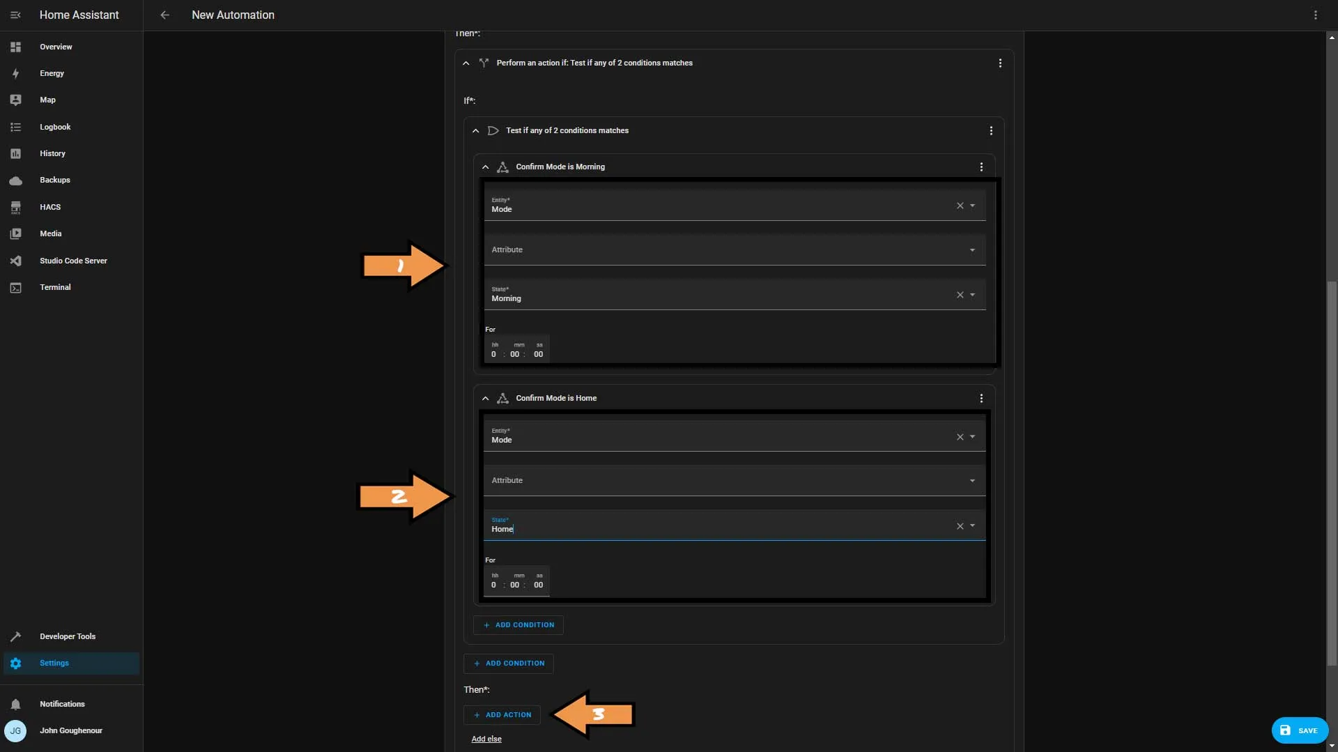 Home Assistant If Two State Options