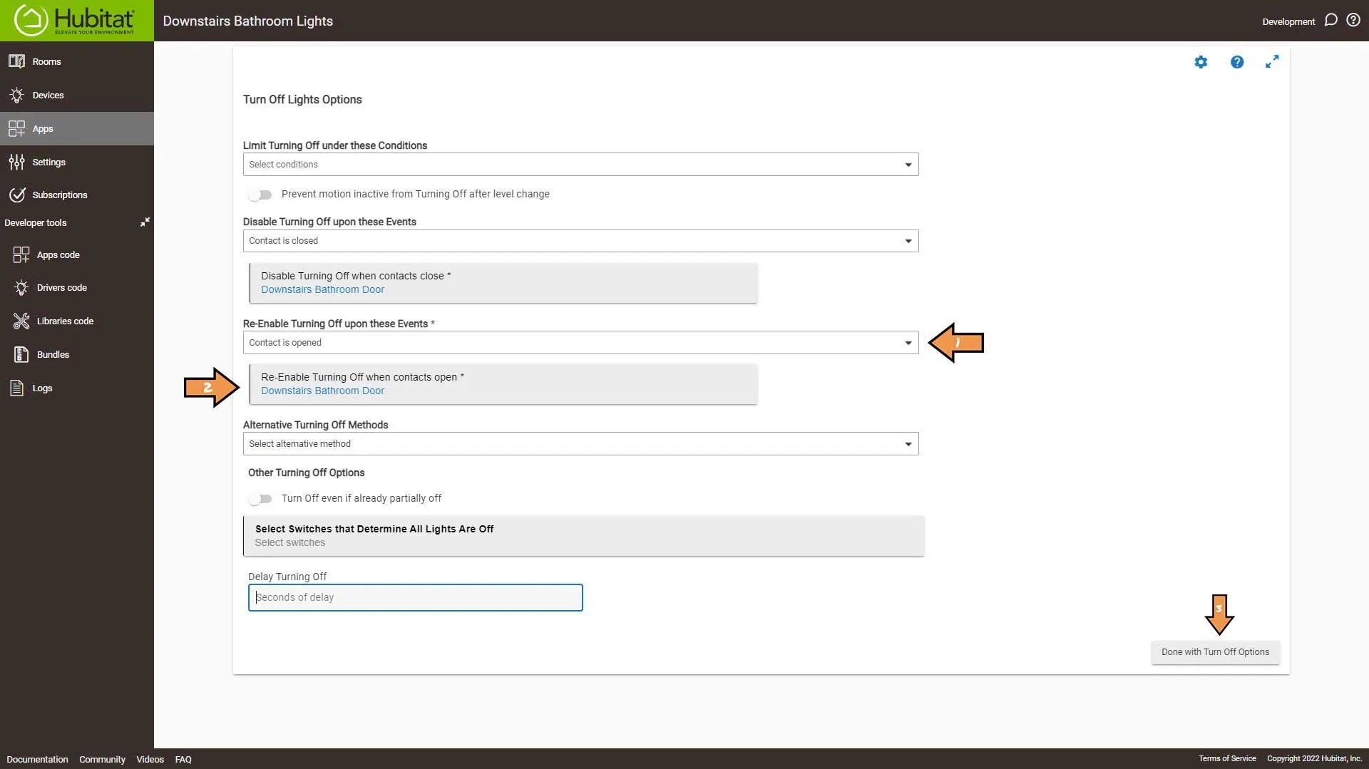 Bathroom Lighting Hubitat Means to Turn Off Options re-enable