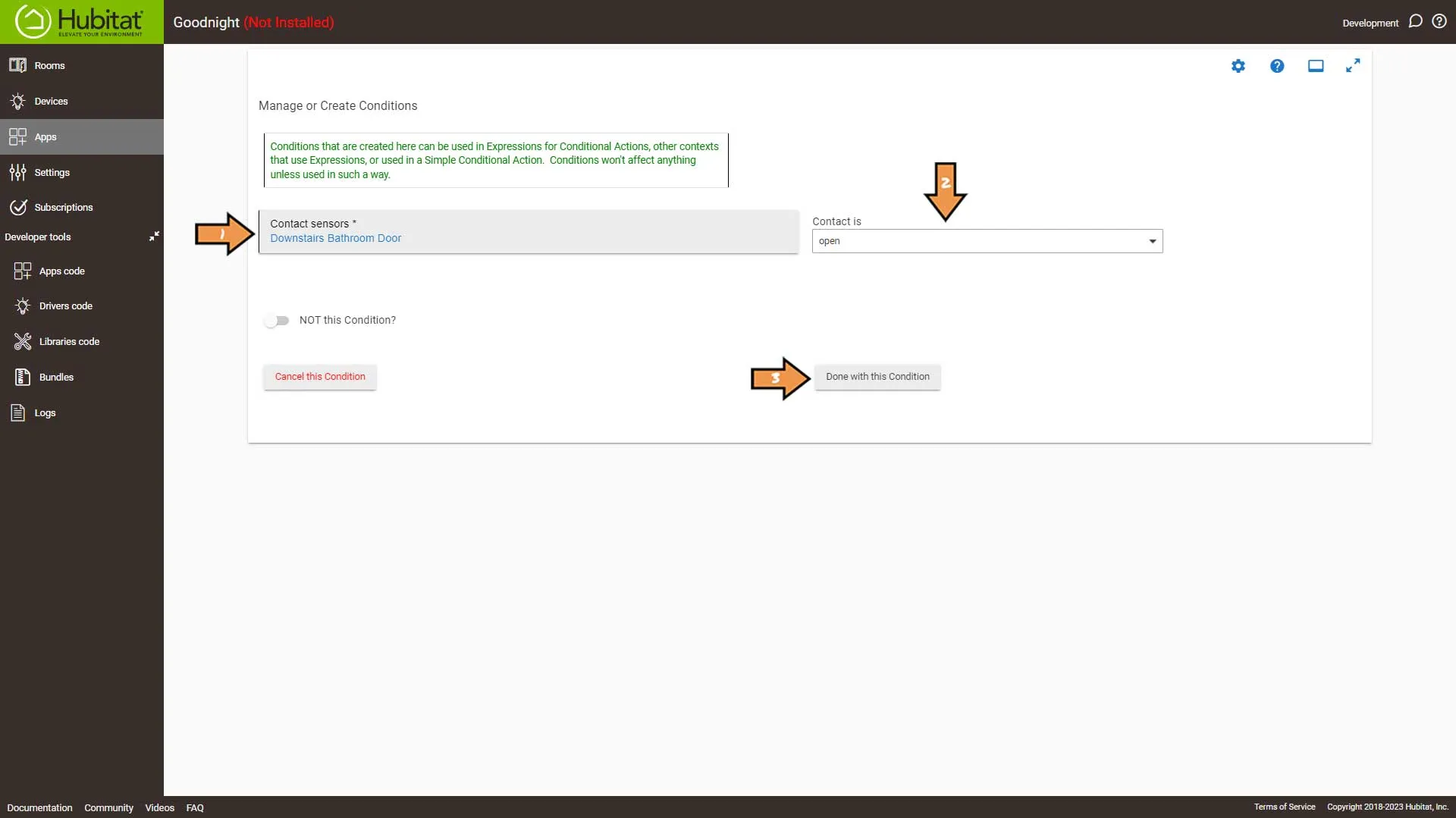 Hubitat Rule Machine Actions Conditions Finished