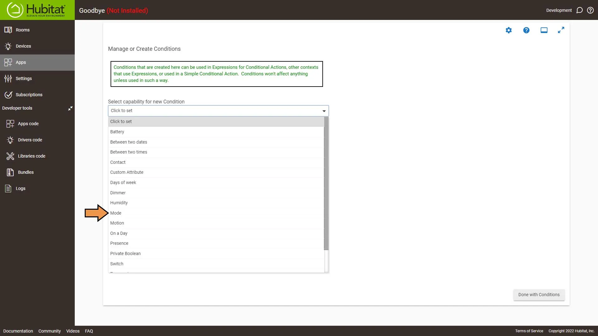 Hubitat Rule Machine Actions Select Capability