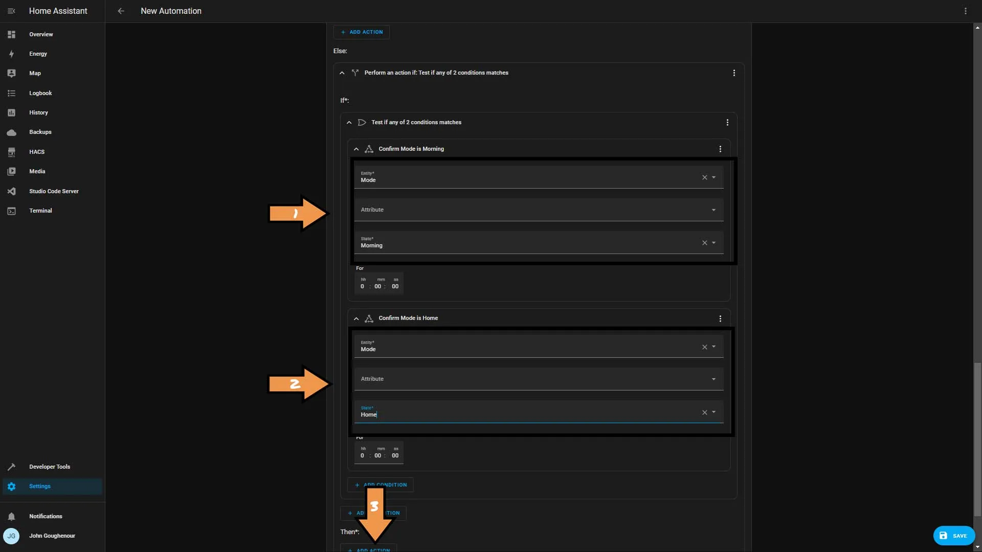 Home Assistant If Two State Options