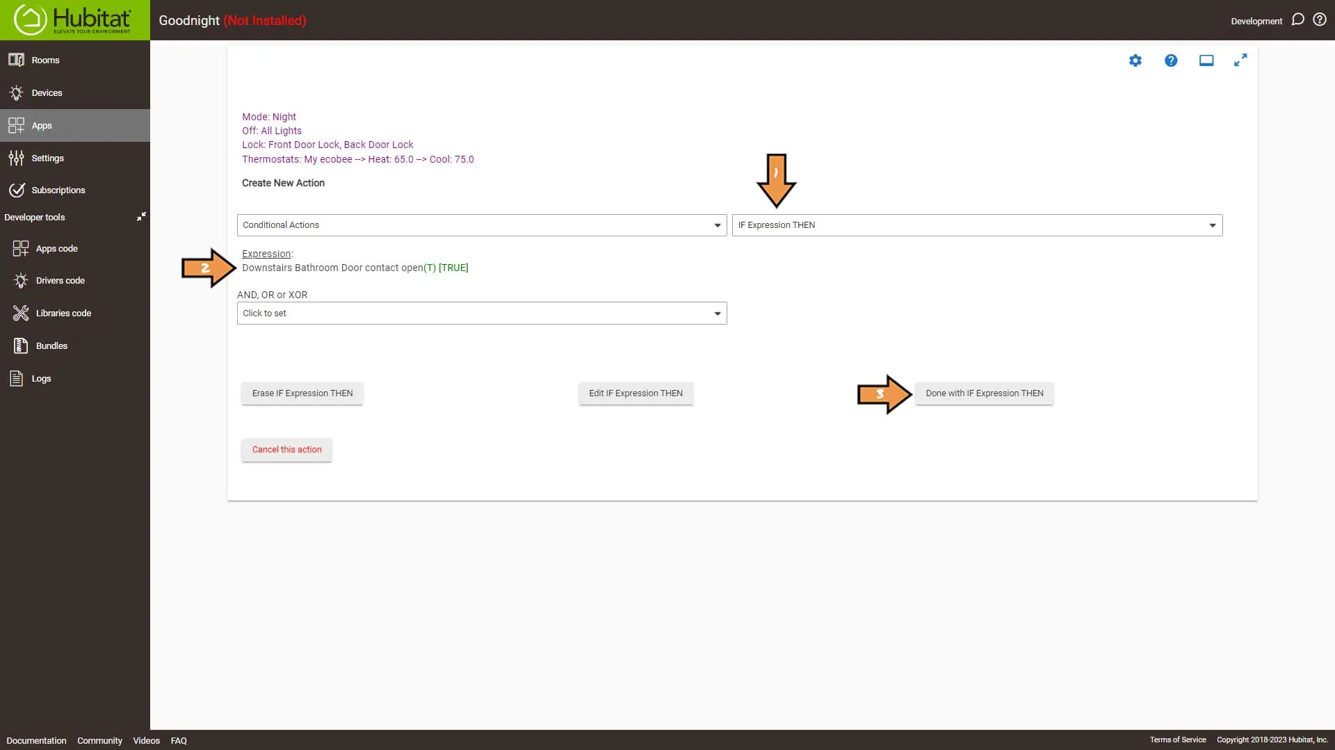 Hubitat Rule Machine Actions Select Action