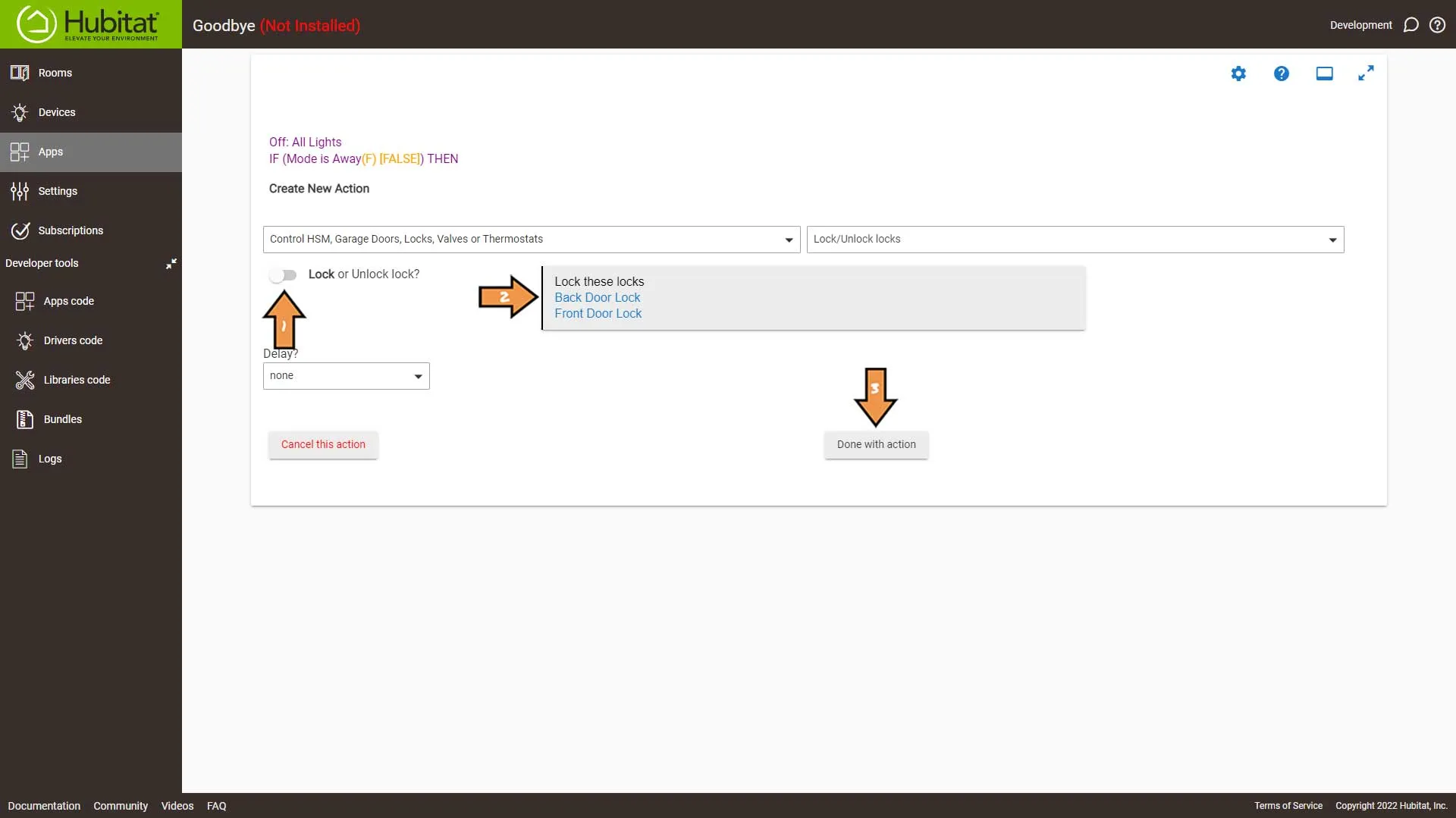 Hubitat Rule Machine Actions Select Locks