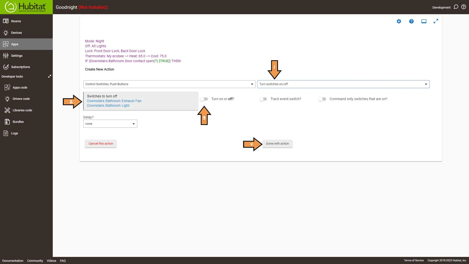 Hubitat Rule Machine Actions Select Action