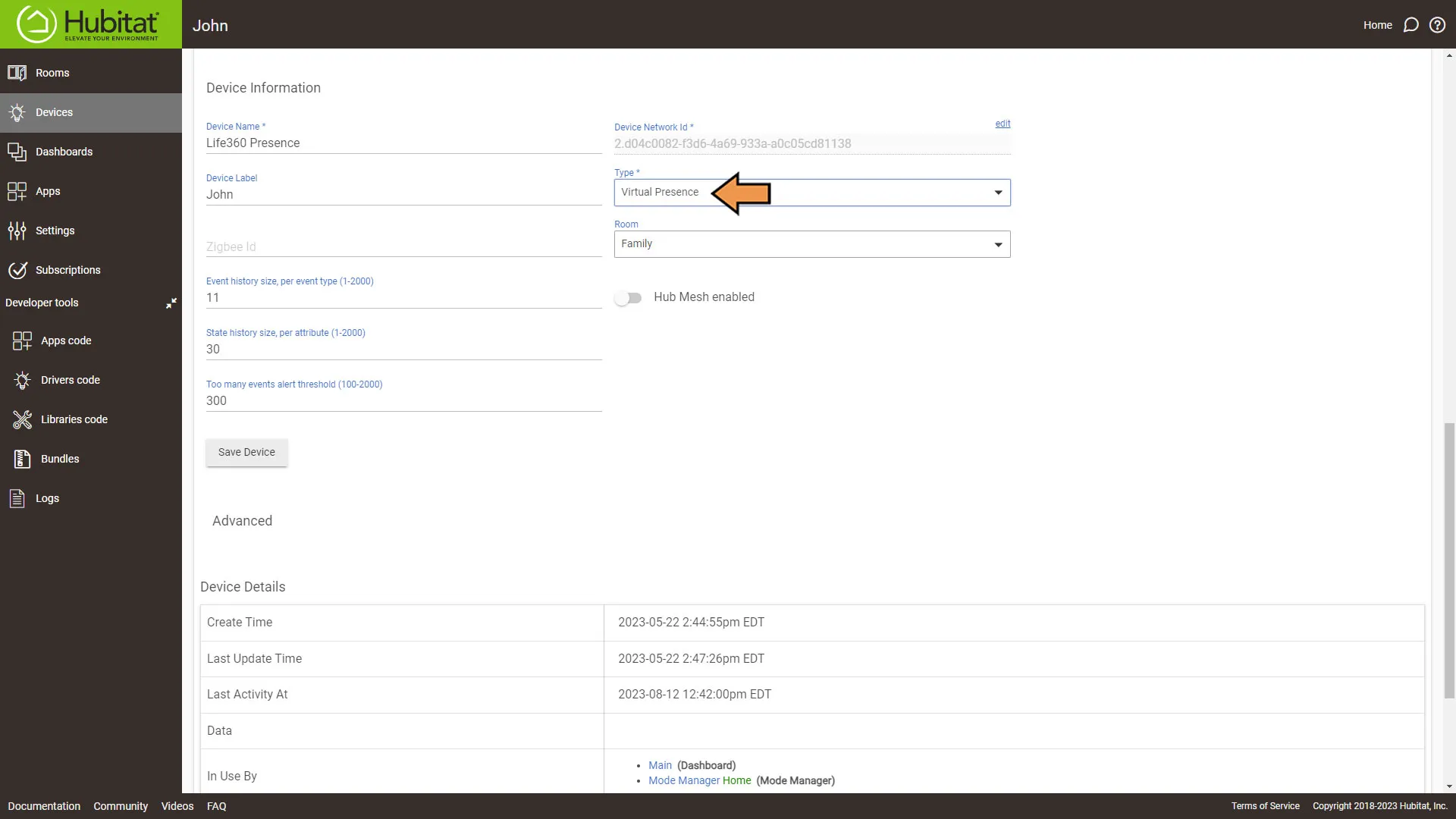 Hubitat Virtual Presence Driver