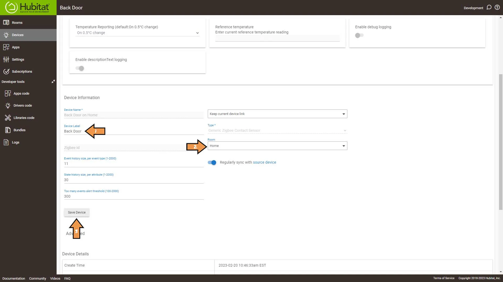 Hubitat Hub Mesh Follow Hub Device Settings