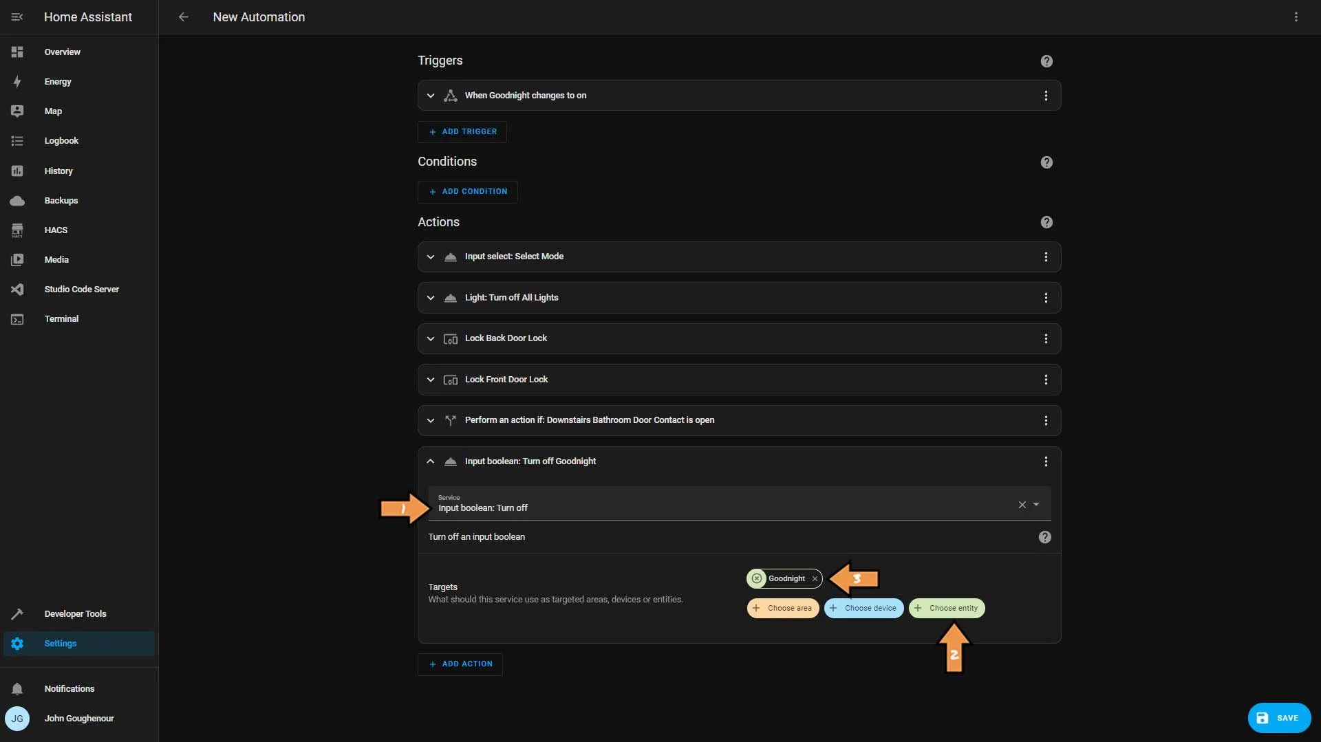 Home Assistant Actions Select Virtual Switch