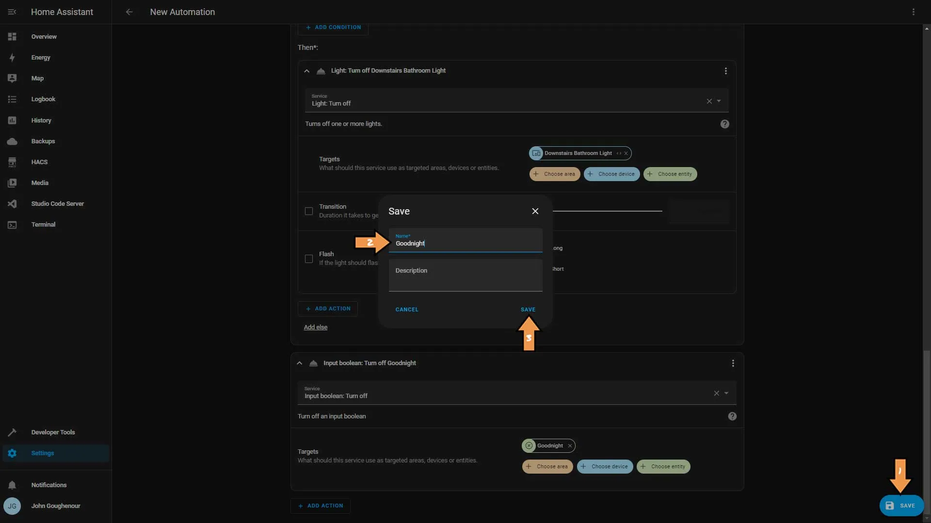 Home Assistant Name and Save Automation