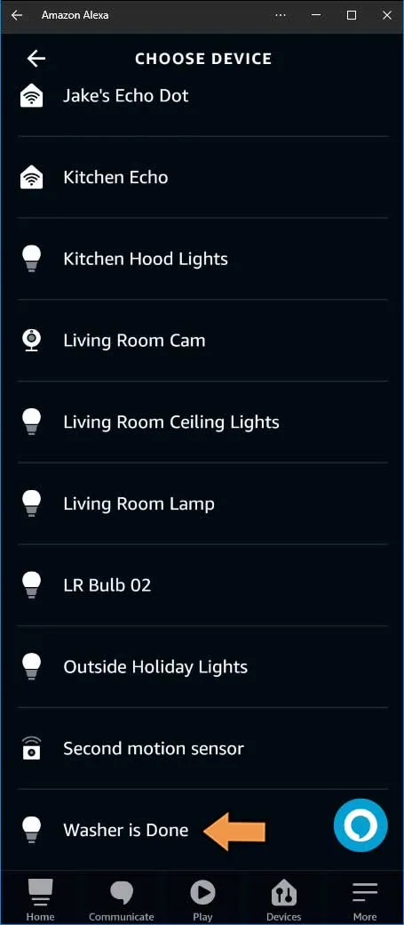 Alexa Washer Done Trigger Virtual Device