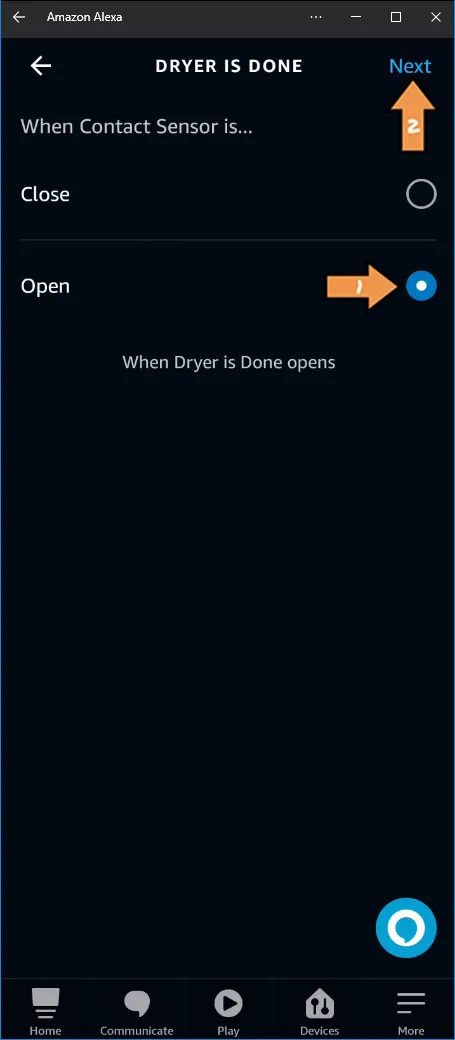Alexa Dryer Done Trigger Virtual Device Open