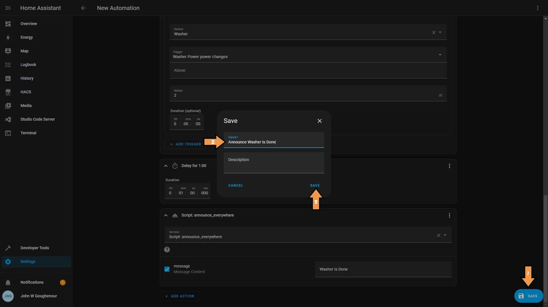 Home Assistant Washer Done Automation Complete