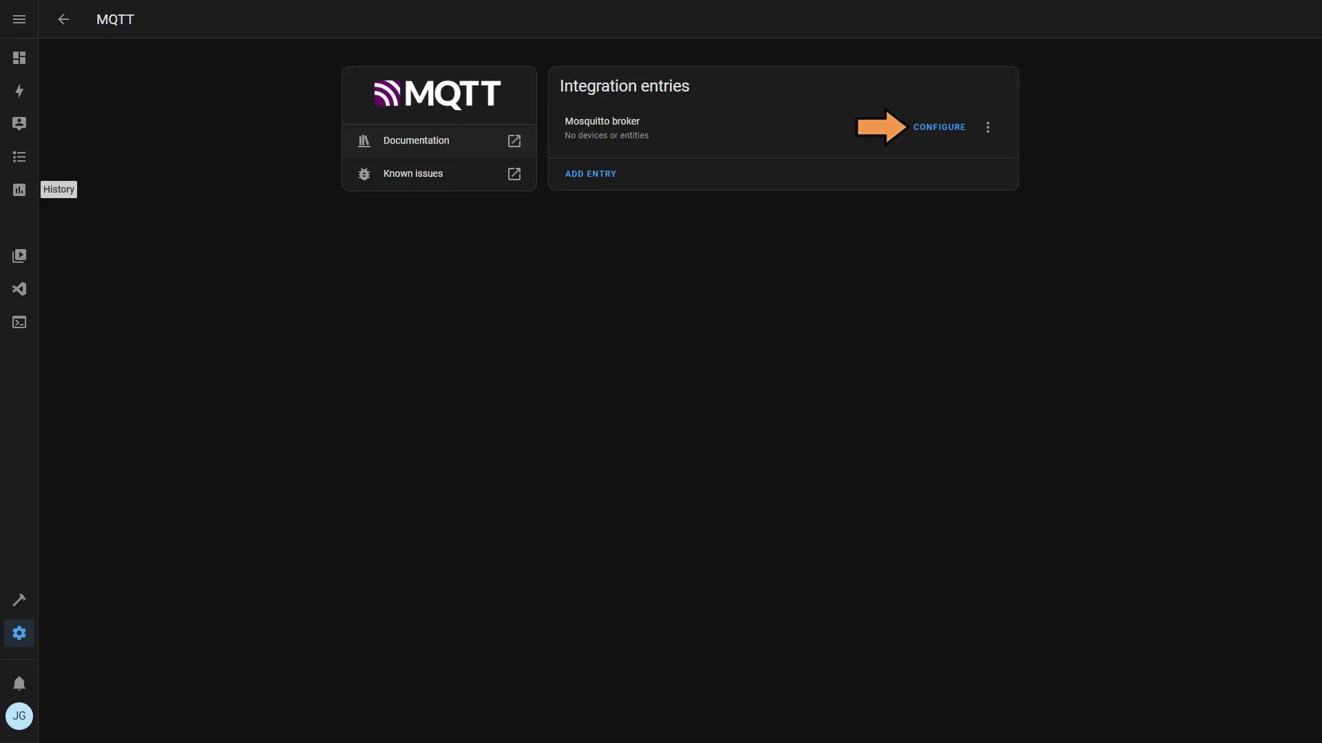 Home Assistant MQTT Integrations Screen