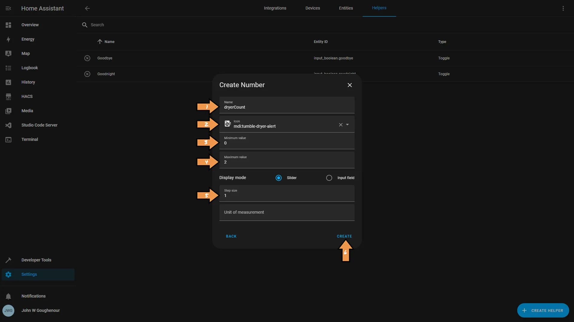 Home Assistant Create Number Screen