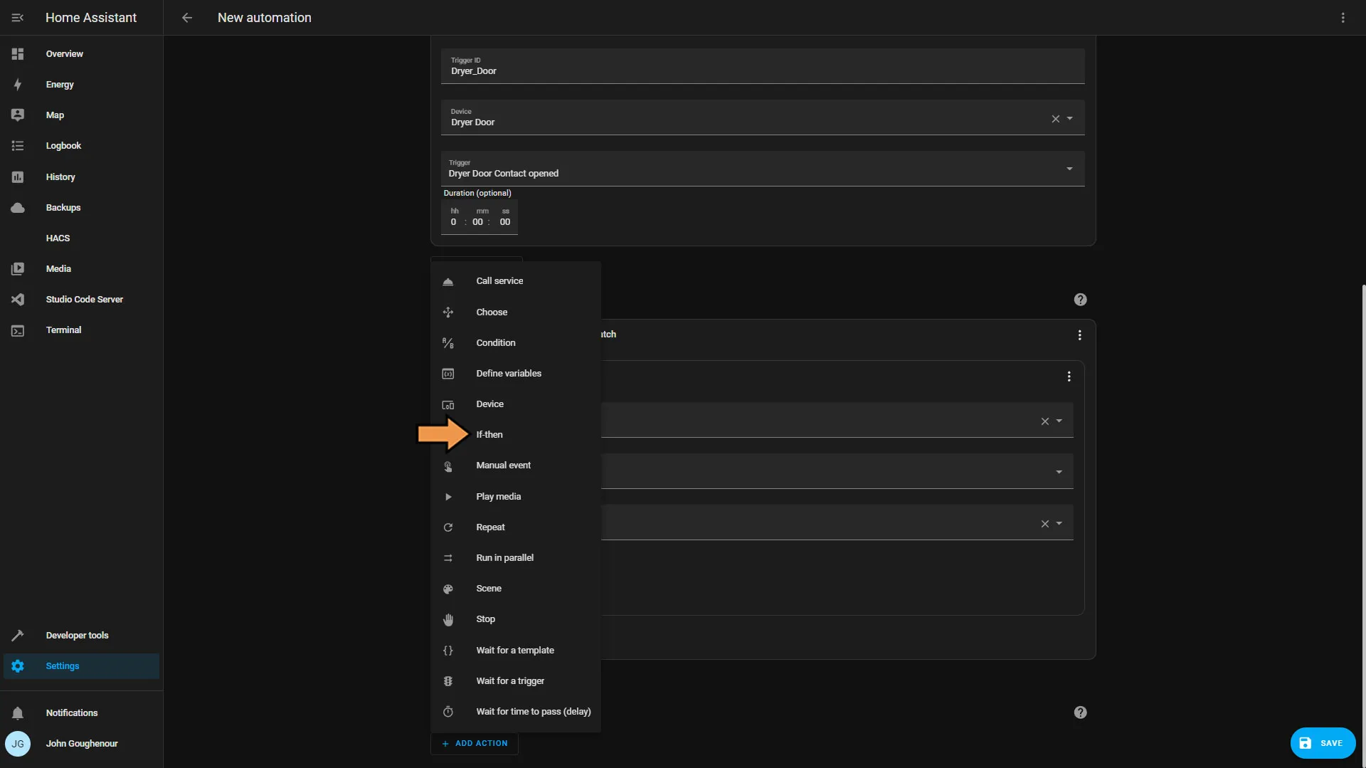 Home Assistant Add Action If-then