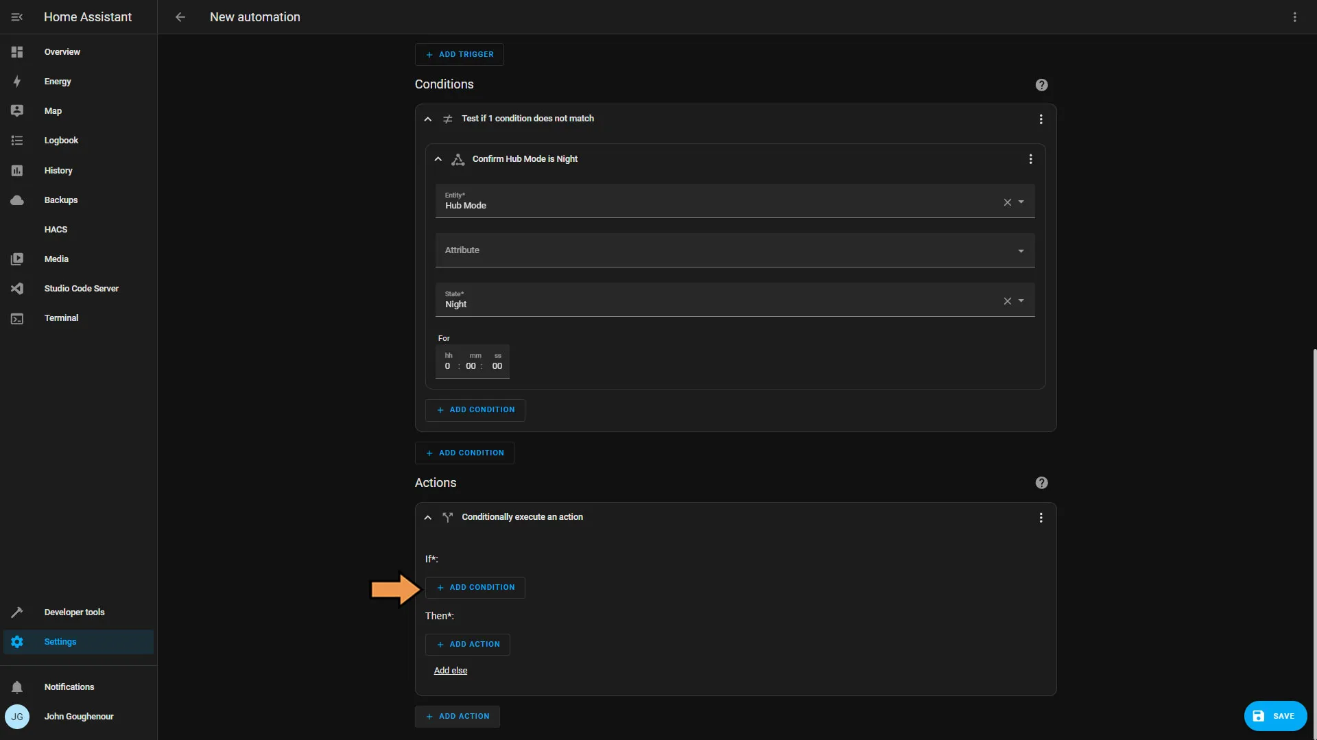 Home Assistant Add Action If-then Add Condition